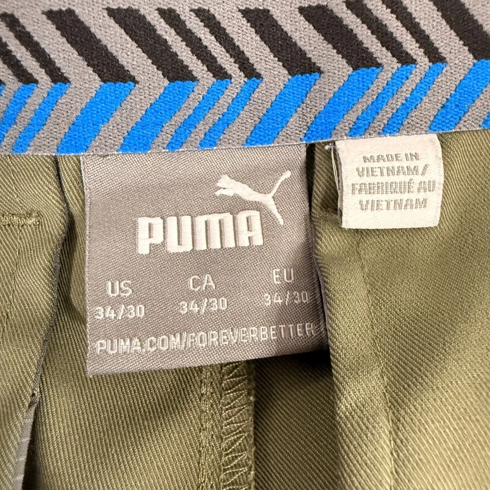 Puma Way 1 Golf Pants Mens 34x30 Pre-Owned Green Performance Flat Front Gorpcore